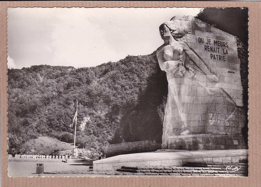 CPSM BLACK &amp; WHITE POSTCARD NANTUA MONUMENT OF THE AIN MAQUIS IN CERDON 