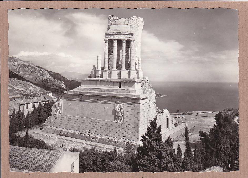 CPSM BLACK &amp; WHITE POSTCARD / LA TURBIE THE AUGUSTE TROPHY 