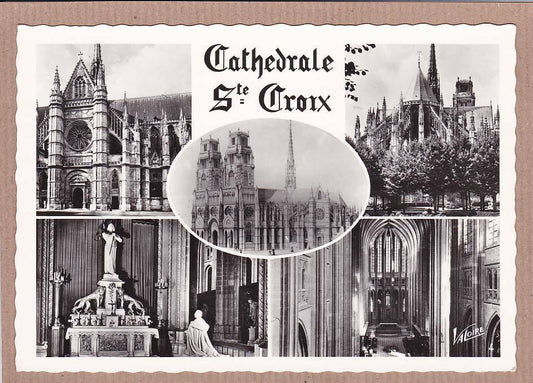 CPSM BLACK &amp; WHITE POSTCARD / ORLEANS CATHEDRAL OF THE SAINTE-CROIX 