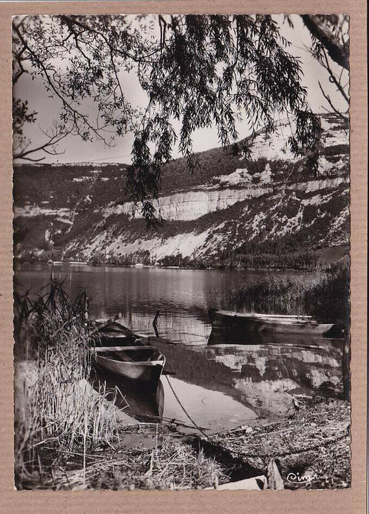 CPSM BLACK &amp; WHITE POSTCARD / NANTUA A CORNER OF THE LAKE AND THE MOUNTAIN 