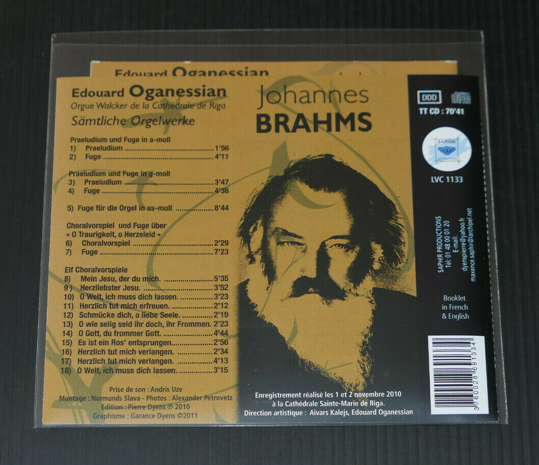 CD JOHANNES BRAHMS SAMTLICHE ORGELWERKE  / EDOUARD OGANESSIAN / SAPHIR 2011