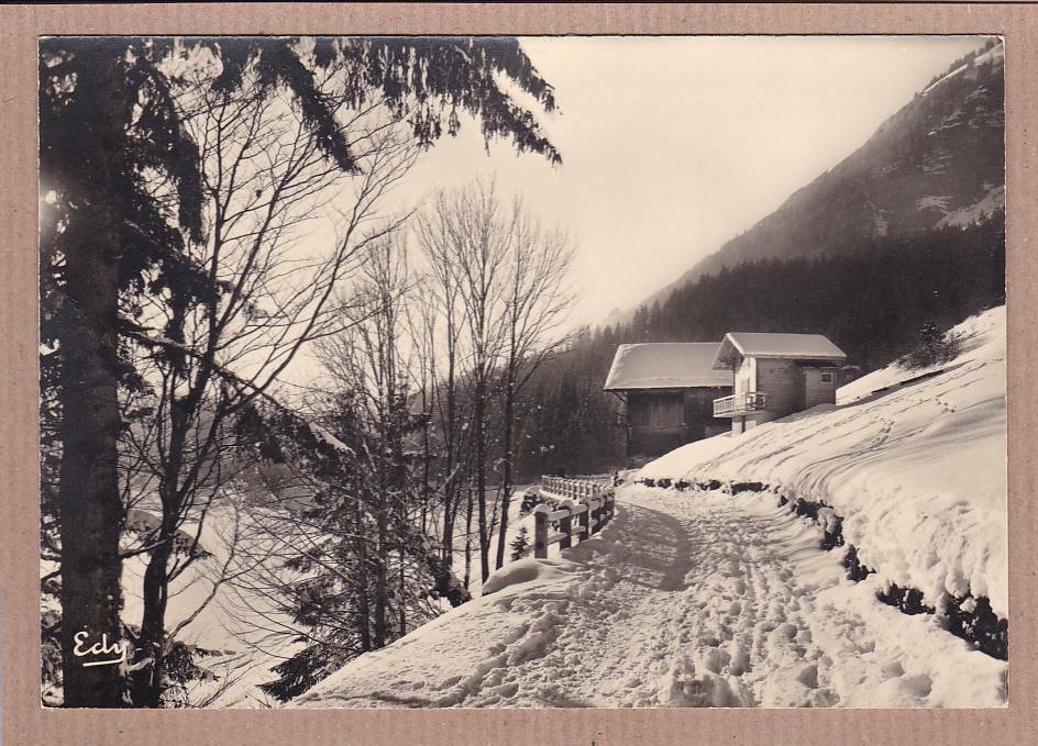 CPSM BLACK &amp; WHITE POSTCARD / THE SNOW ROAD MOUNTAIN WINTER 
