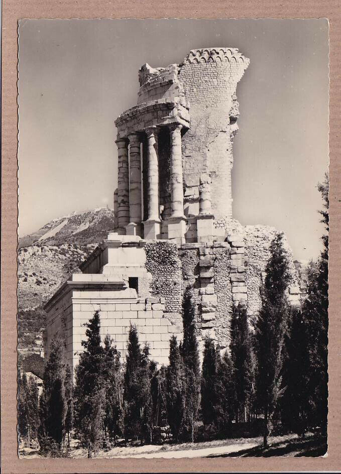 CPSM BLACK &amp; WHITE POSTCARD LA TURBIE THE AUGUSTE TROPHY 