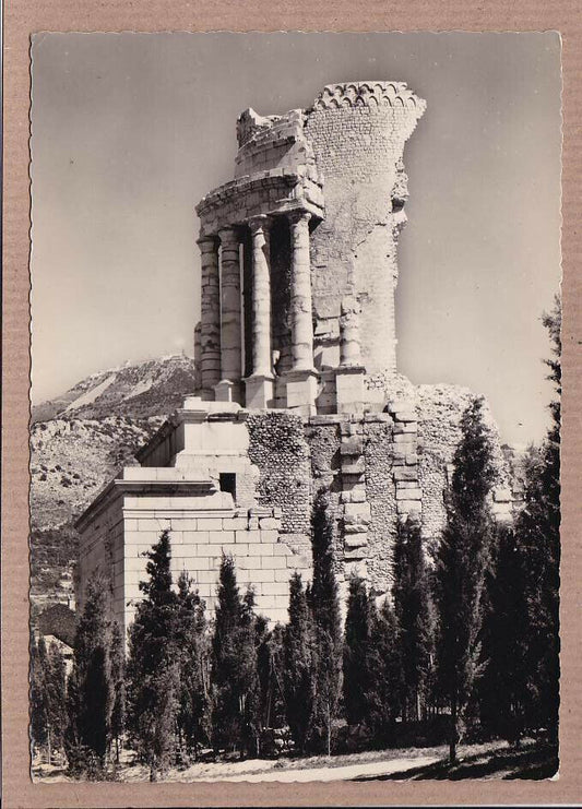 CPSM BLACK &amp; WHITE POSTCARD LA TURBIE THE AUGUSTE TROPHY 