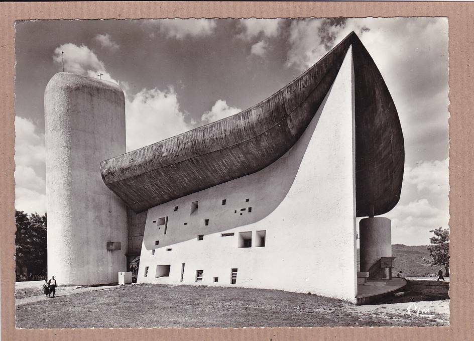 CPSM BLACK &amp; WHITE POSTCARD / RONCHAMP CHAPEL N.-D. DU HAUT LE CORBUSIER 