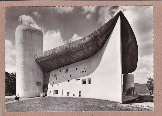 CPSM BLACK &amp; WHITE POSTCARD / RONCHAMP CHAPEL N.-D. DU HAUT LE CORBUSIER 