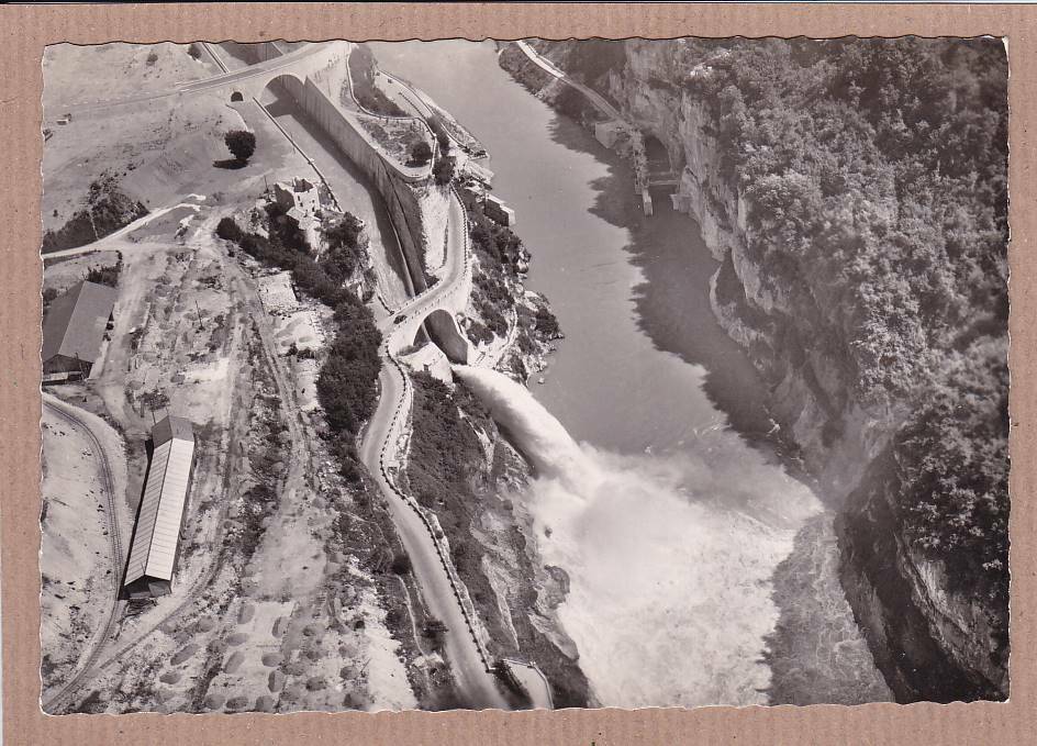 CARTE POSTALE CPSM NOIR & BLANC / BARRAGE DE GENISSIAT VUE PRISE D'AVION