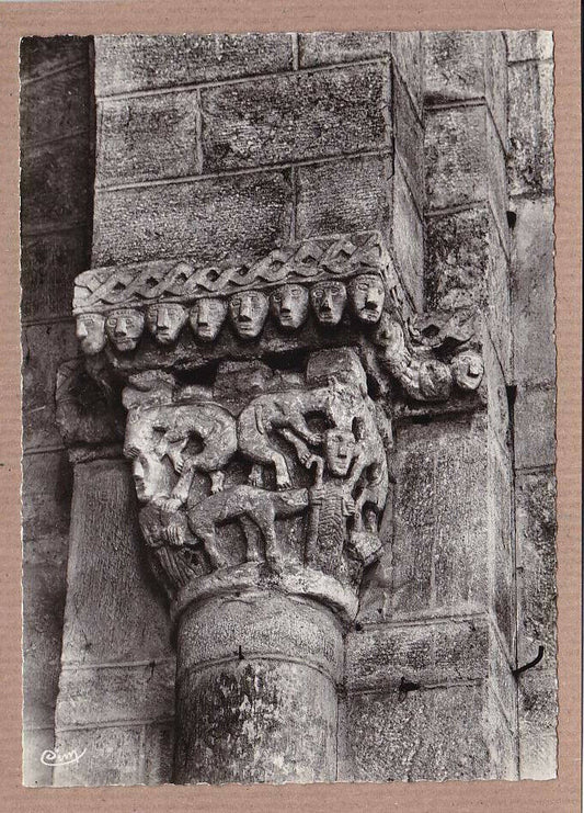 CPSM BLACK &amp; WHITE POSTCARD / ST-LAURENT-EN-BRIONNAIS ROMANESQUE CHURCH 