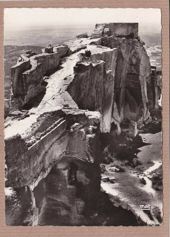 CPSM BLACK &amp; WHITE POSTCARD / LES BAUX WATCHTOWER 