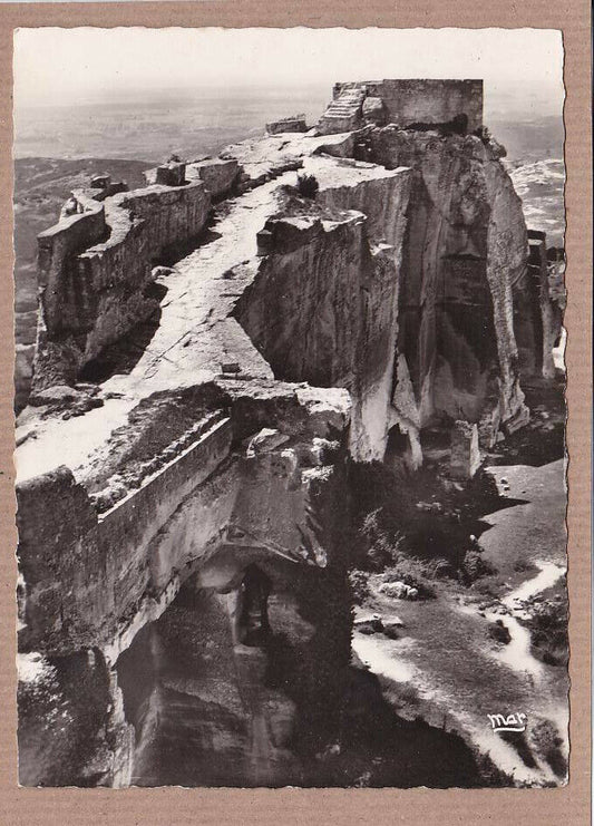 CPSM BLACK &amp; WHITE POSTCARD / LES BAUX WATCHTOWER 