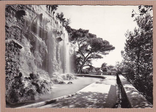 CPSM BLACK &amp; WHITE POSTCARD / NICE CASCADE DU CHATEAU 