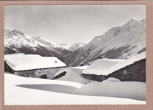 CPSM BLACK &amp; WHITE POSTCARD / LA ROSIERE MONTVALEZAN VIEW ON MONT-POURRI 
