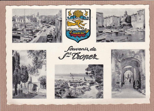 CPSM BLACK &amp; WHITE COLOR POSTCARD / SOUVENIR OF SAINT-TROPEZ 
