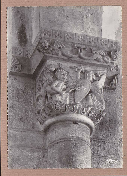 CPSM BLACK &amp; WHITE POSTCARD / ST-LAURENT-EN-BRIONNAIS INTERIOR OF THE CHURCH