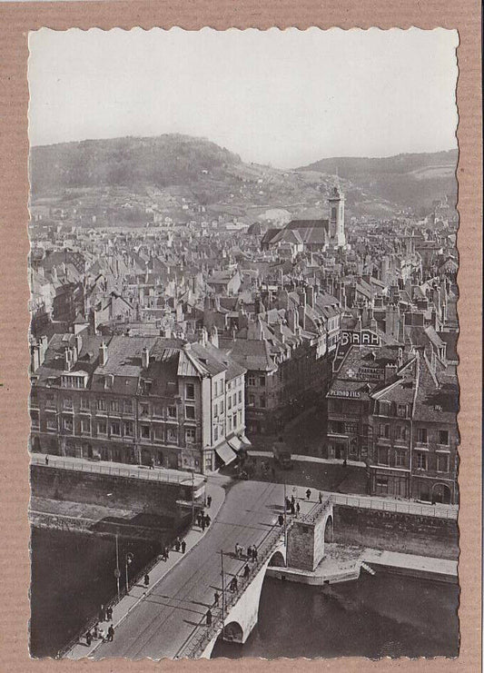 CPSM BLACK &amp; WHITE POSTCARD / BESANCON-LES-BAINS GENERAL VIEW 