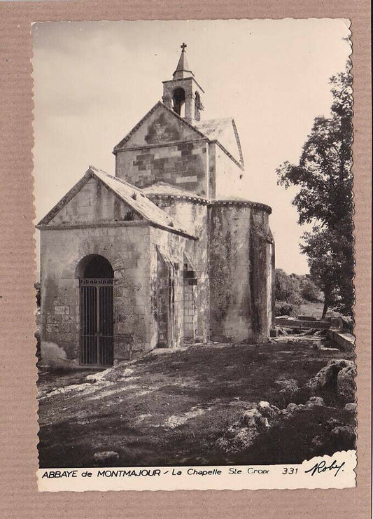 CPSM BLACK &amp; WHITE POSTCARD / MONTMAJOUR ABBEY HOLY CROIX CHAPEL 