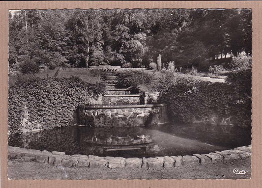 CPSM BLACK &amp; WHITE POSTCARD / PLOMBIERES THE PARK WATERFALL