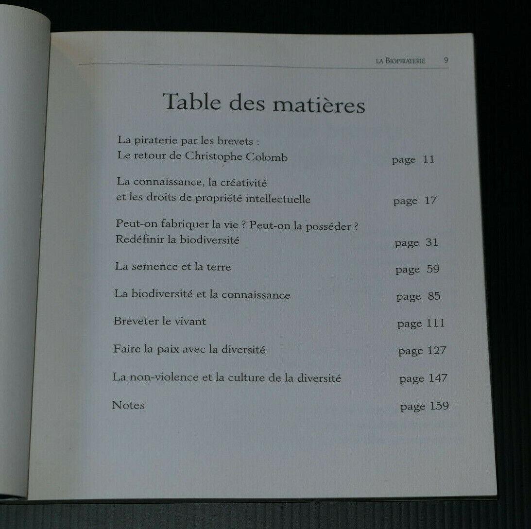LA BIOPIRATERIE / VANDANA SHIVA / ALIAS ETC 2002 / RARE