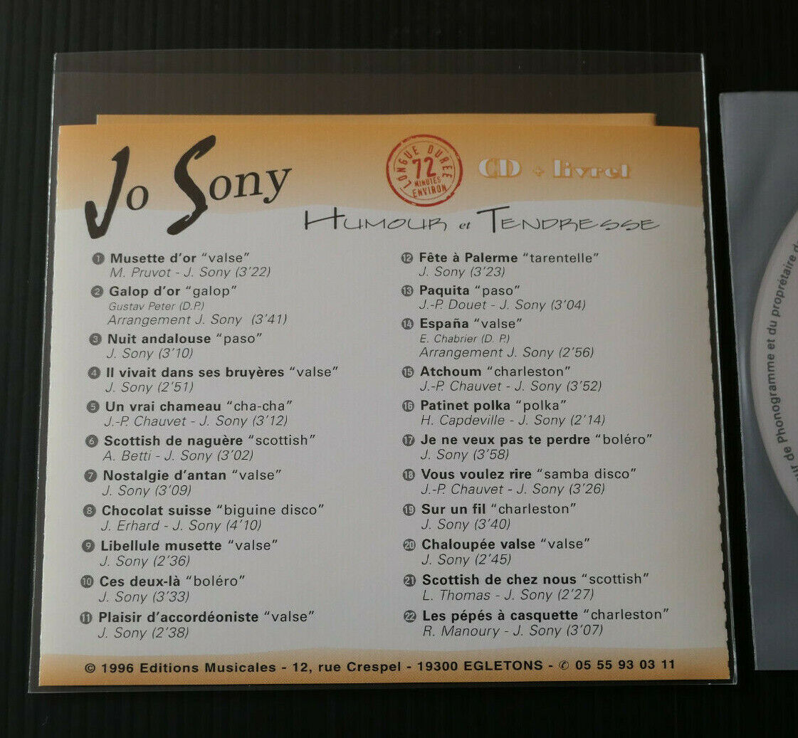 CD JO SONY / HUMOUR ET TENDRESSE / 22 TITRES