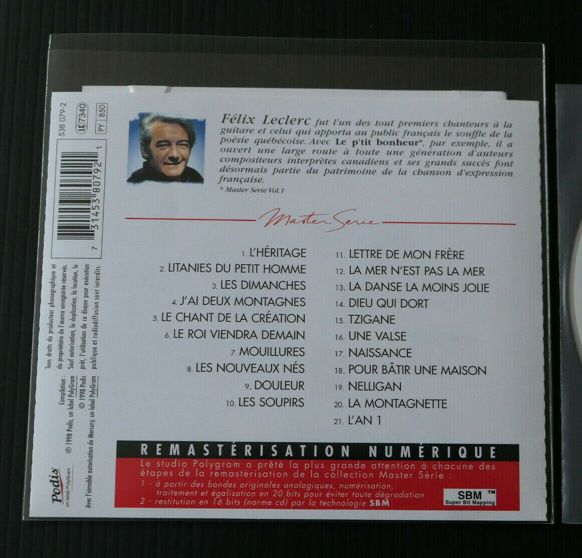 CD FELIX LECLERC VOL. 3 / COMPILATION 21 TITRES / MASTER SERIE 1993