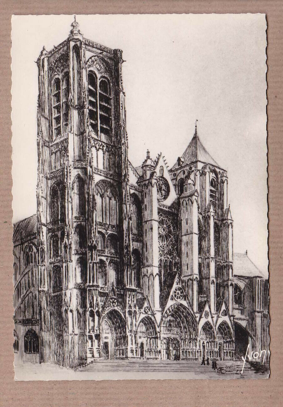 CPSM BLACK &amp; WHITE POSTCARD / BOURGES CHER LA CATHEDRALE (1960) 