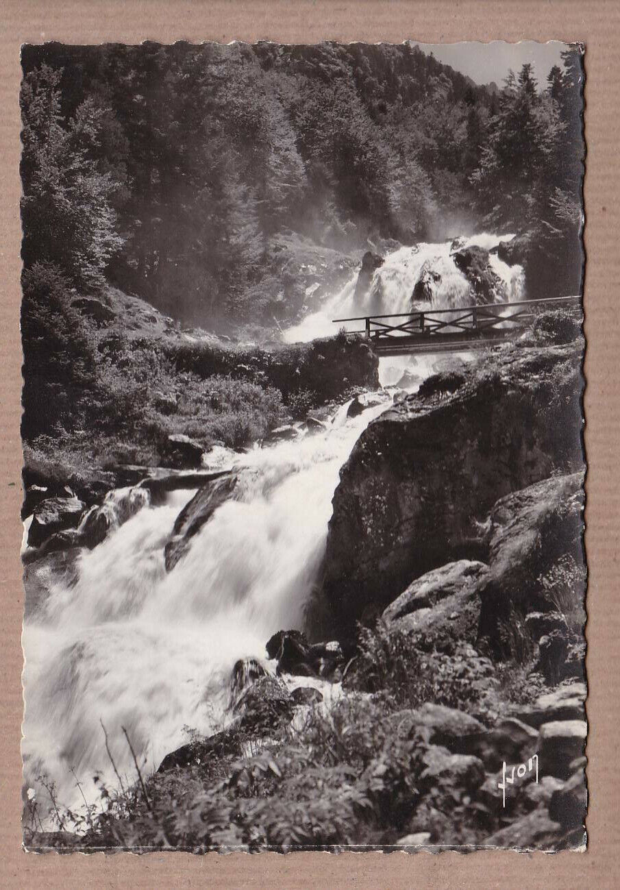 CPSM BLACK &amp; WHITE POSTCARD / SURROUNDINGS OF CAUTERETS LUTOUR WATERFALL