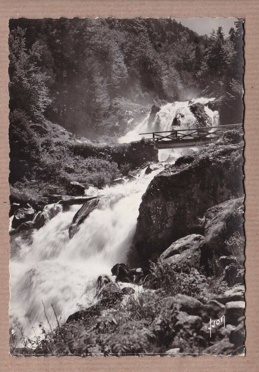 CPSM BLACK &amp; WHITE POSTCARD / SURROUNDINGS OF CAUTERETS LUTOUR WATERFALL