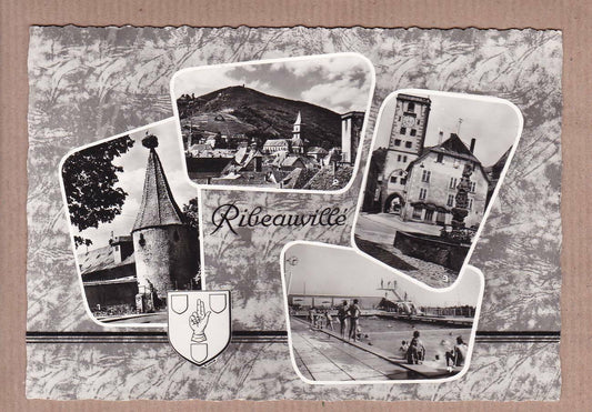 CPSM BLACK &amp; WHITE POSTCARD / RIBEAUVILLE MULTIVIEW (1961) 