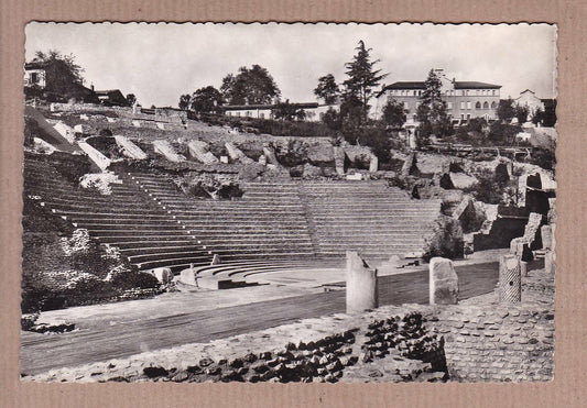 CPSM BLACK &amp; WHITE POSTCARD / LYON THE ROMAN THEATRE 
