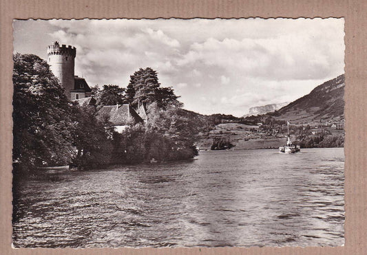 CPSM BLACK &amp; WHITE POSTCARD / LAKE ANNECY DUINGT LE CHATEAU 