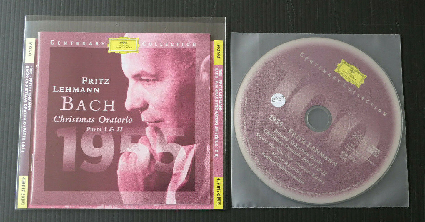 CD 1955 FRITZ LEHMANN / BACH / CHRISTMAS ORATORIO PARTS I & II / DG CENTENARY