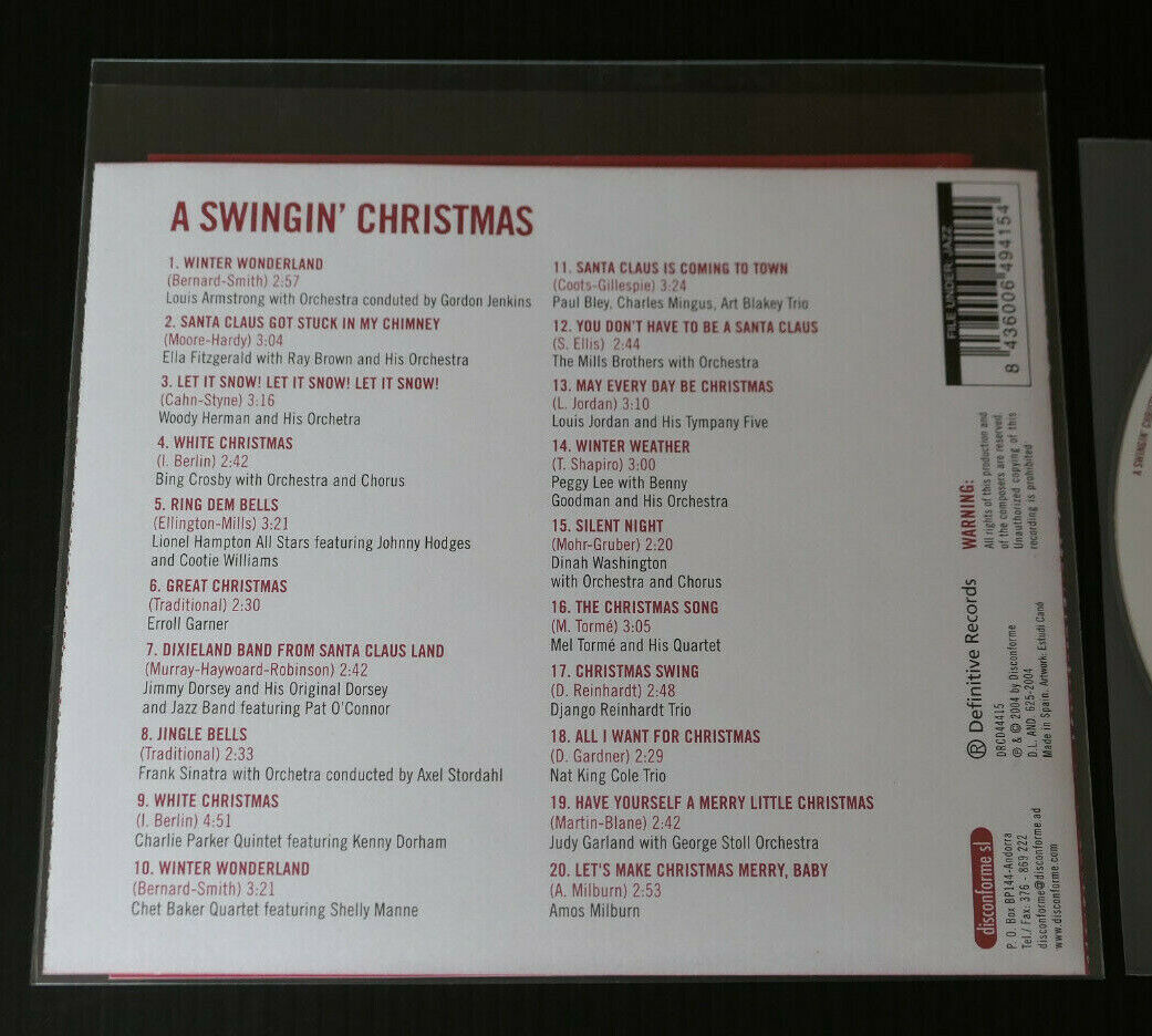 CD A SWINGIN' CHRISTMAS / COMPILATION JAZZ SWING 20 TITRES / 2004