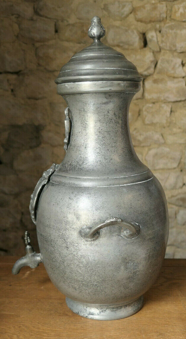 ANCIENNE GRANDE FONTAINE EN ETAIN 3 POINCONS A IDENTIFIER 50CM PEWTER FOUNTAIN
