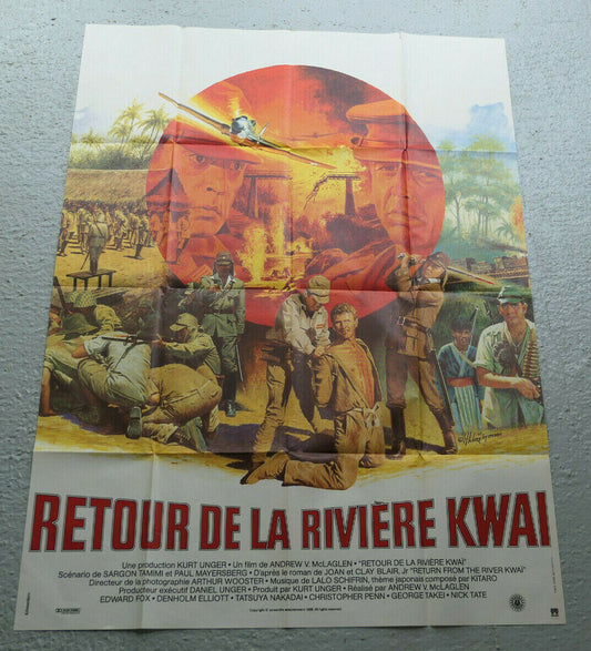 ANCIENNE AFFICHE DE CINEMA RETOUR DE LA RIVIERE KWAI 116 X 156 CM