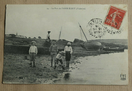 CPA CARTE POSTALE ANCIENNE / LE PORT DE L'ABER ILDUT FINISTERE (1918)