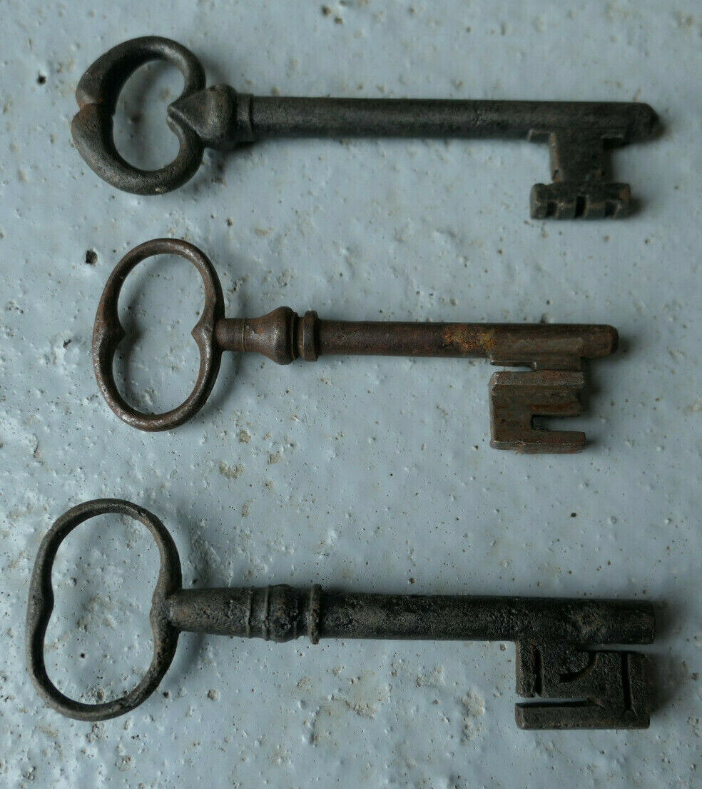 LOT DE 6 TRES ANCIENNES GRANDES CLES CLEFS CHATEAU XVIII XIX ANTIQUE KEYS DECO