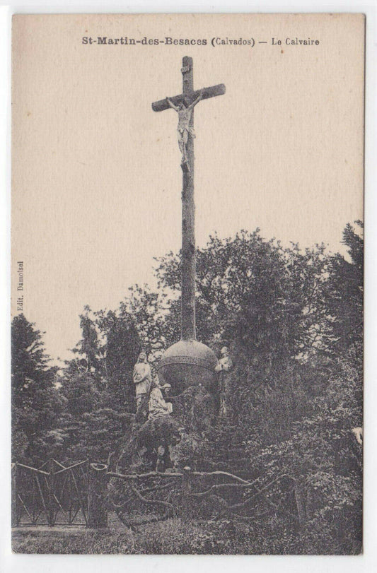 OLD POSTCARD CPA ST-MARTIN-DES-BESACES CALVADOS LE CALVAIRE