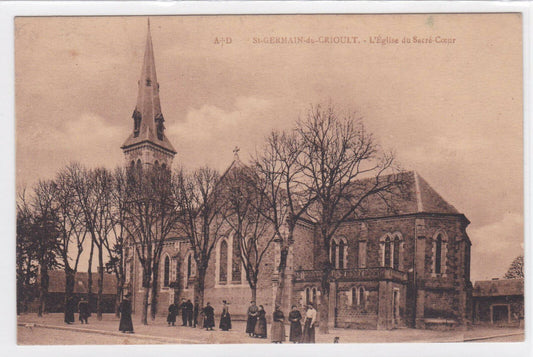 OLD POSTCARD CPA ST-GERMAIN-DU-CRIOULT THE CHURCH OF THE SACRED HEART 