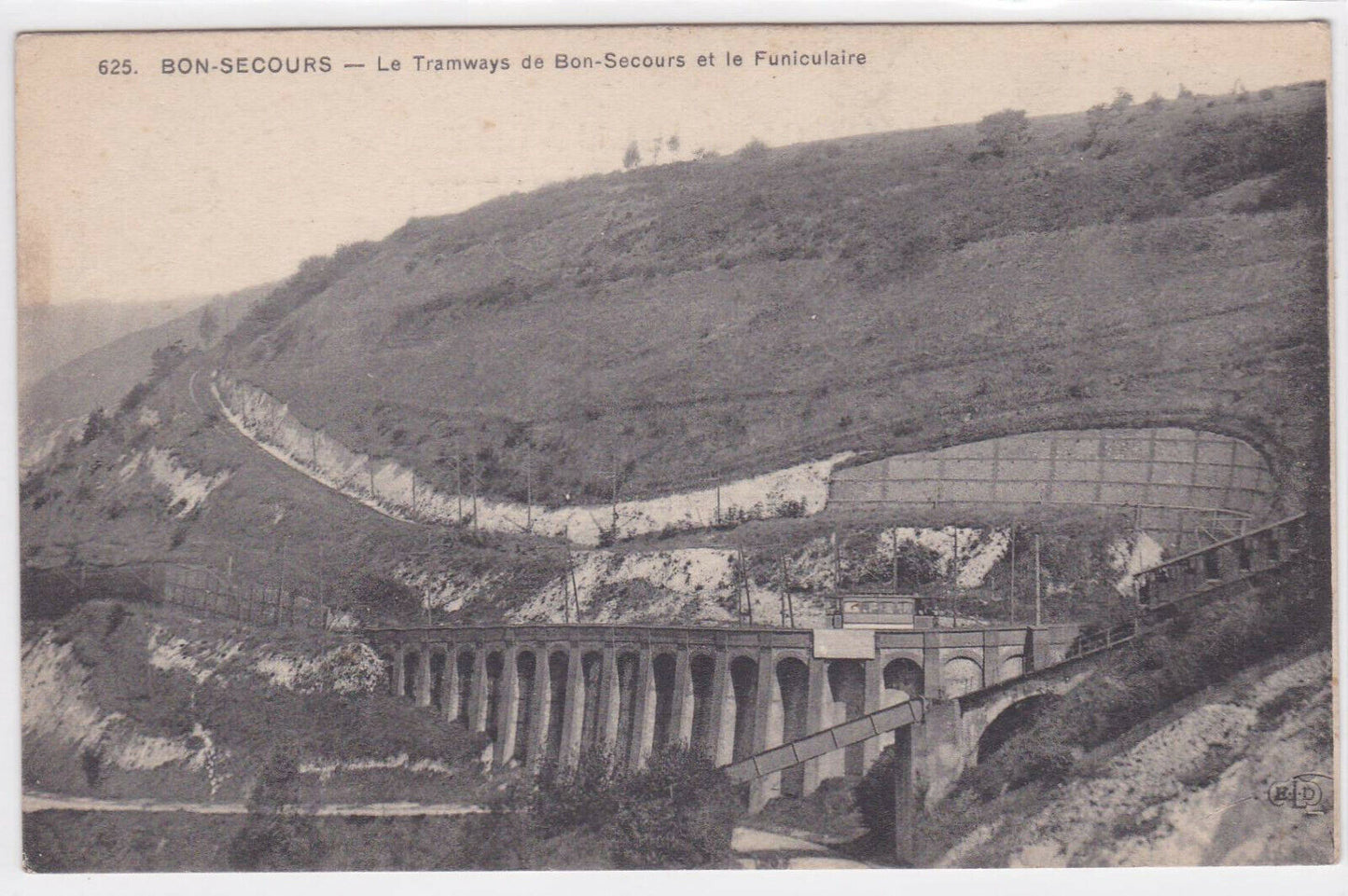 OLD POSTCARD CPA BON-SECOURS THE TRAMS AND THE FUNICULAR 