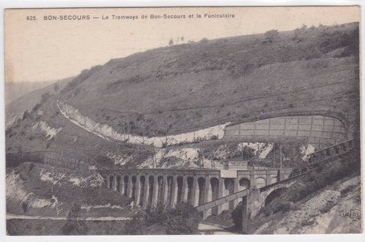 OLD POSTCARD CPA BON-SECOURS THE TRAMS AND THE FUNICULAR 