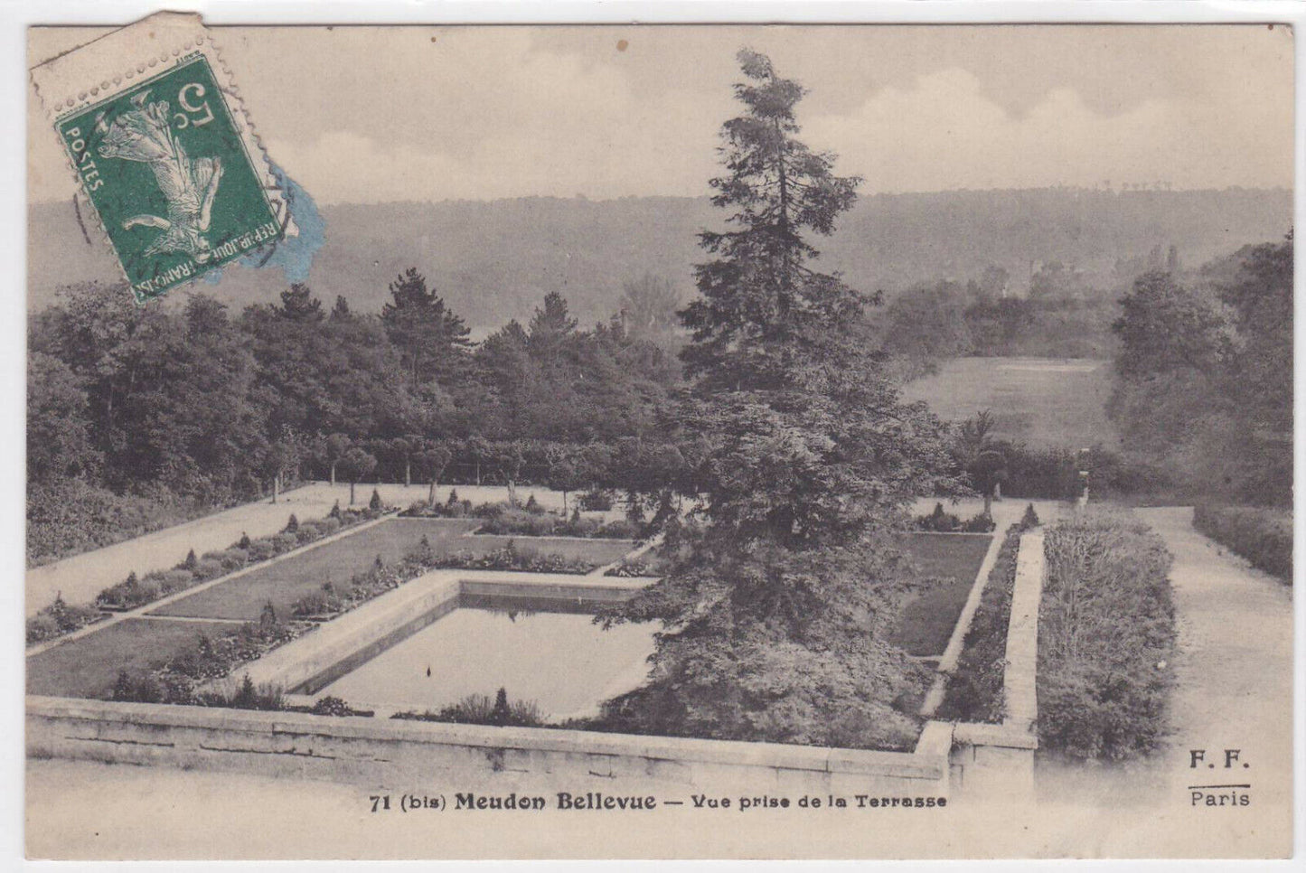 OLD POSTCARD CPA MEUDON BELLEVUE VIEW TAKEN FROM THE TERRACE 