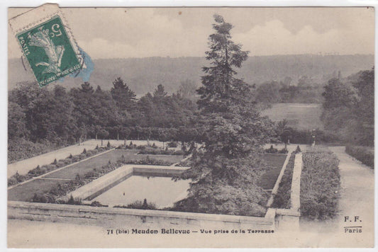 OLD POSTCARD CPA MEUDON BELLEVUE VIEW TAKEN FROM THE TERRACE 