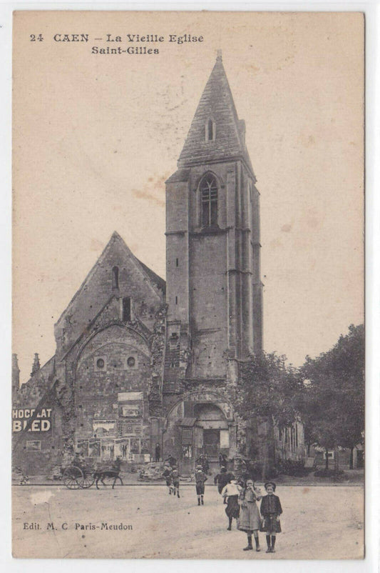 OLD POSTCARD CPA CAEN THE OLD CHURCH OF SAINT-GILLES
