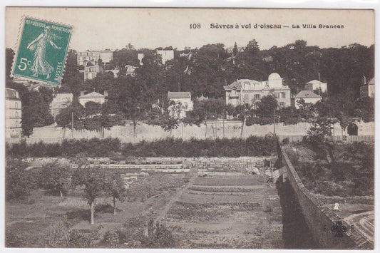 OLD POSTCARD CPA SEVRES A BIRD'S VIEW OF VILLA BRANEAS (1910) 