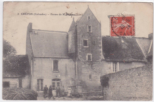 CARTE POSTALE ANCIENNE CPA CREPON CALVADOS FERME (1914)