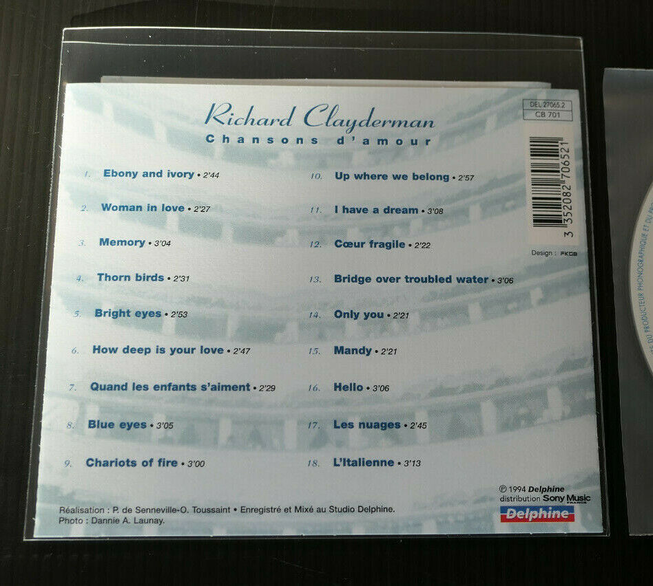CD RICHARD CLAYDERMAN VOL.6 CHANSONS D'AMOUR / 18 TITRES / DELPHINE 1994