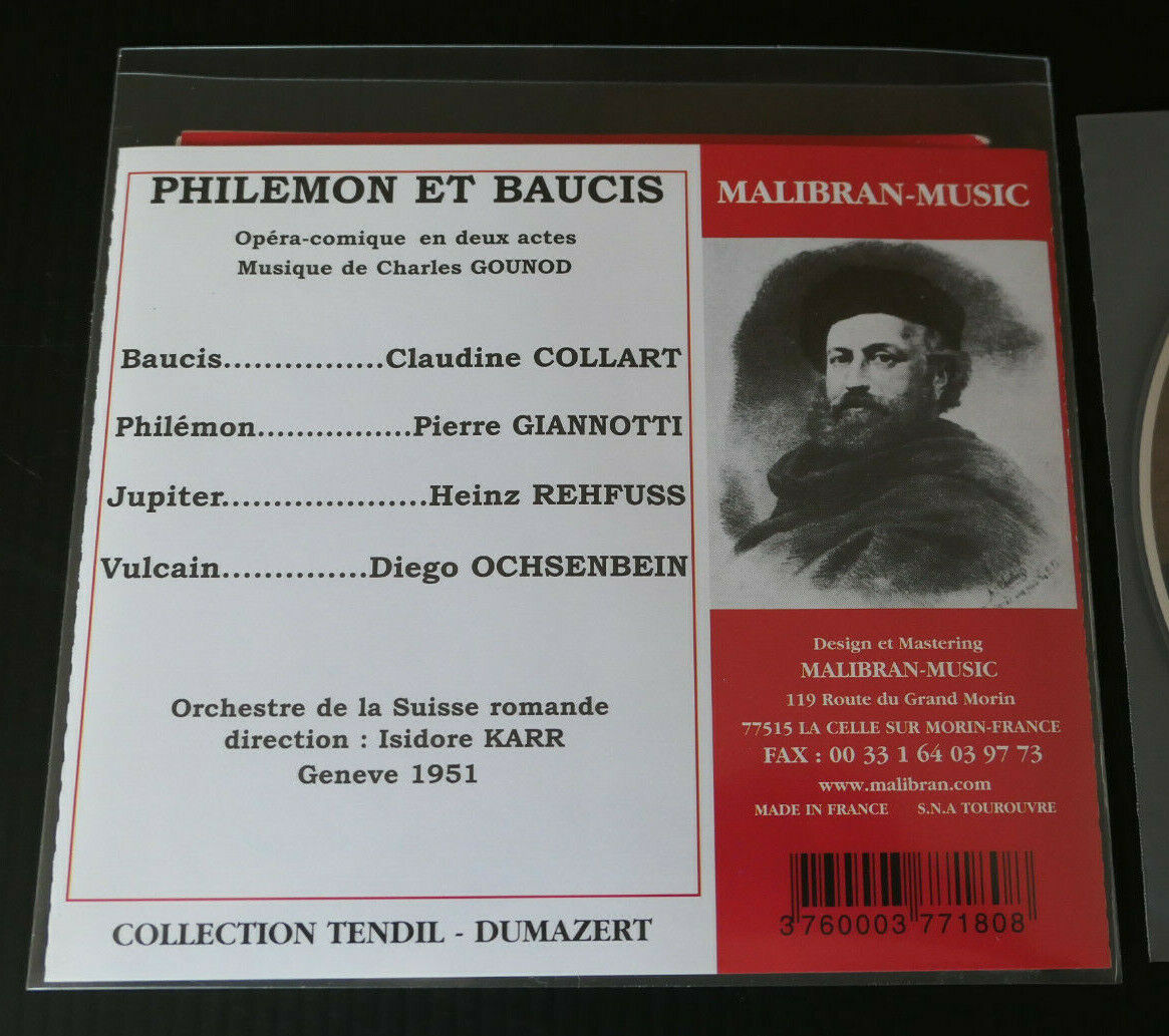 CD PHILEMON ET BAUCIS / GOUNOD / KARR GENEVE 1951 ORCHESTRE SUISSE ROMANDE