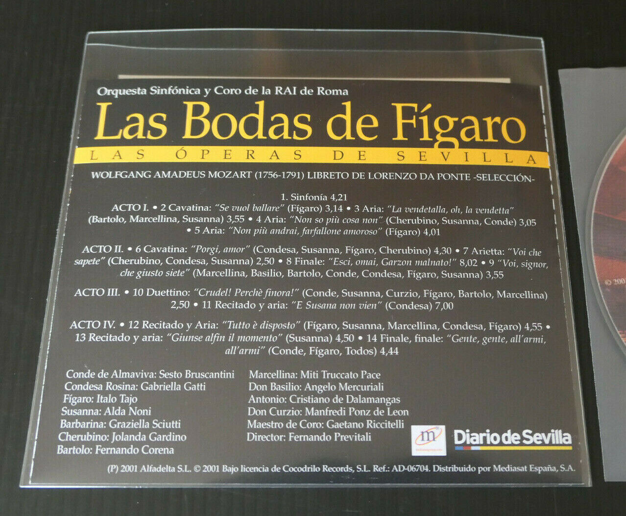 CD LAS BODAS DE FIGARO / MOZART / LAS OPERAS DE SEVILLA / 2001