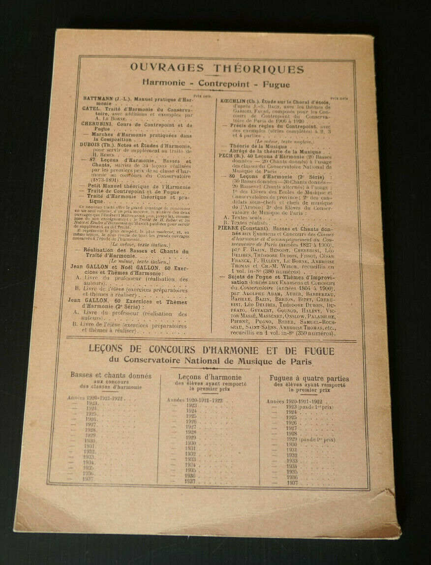 BASSES ET CHANTS DU TRAITE D'HARMONIE PAR THEODORE DUBOIS / MUSIQUE TECHNIQUE