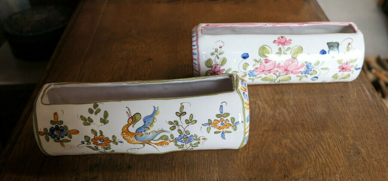 LOT DE 2 JARDINIERES DE TABLE EN FAIENCE DE MARTRES TOLOSANE